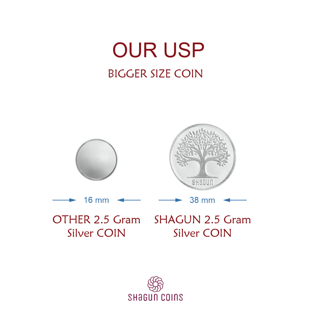 2.5 Gram Big Size Silver Coin - Lakshmi Ganesh ji