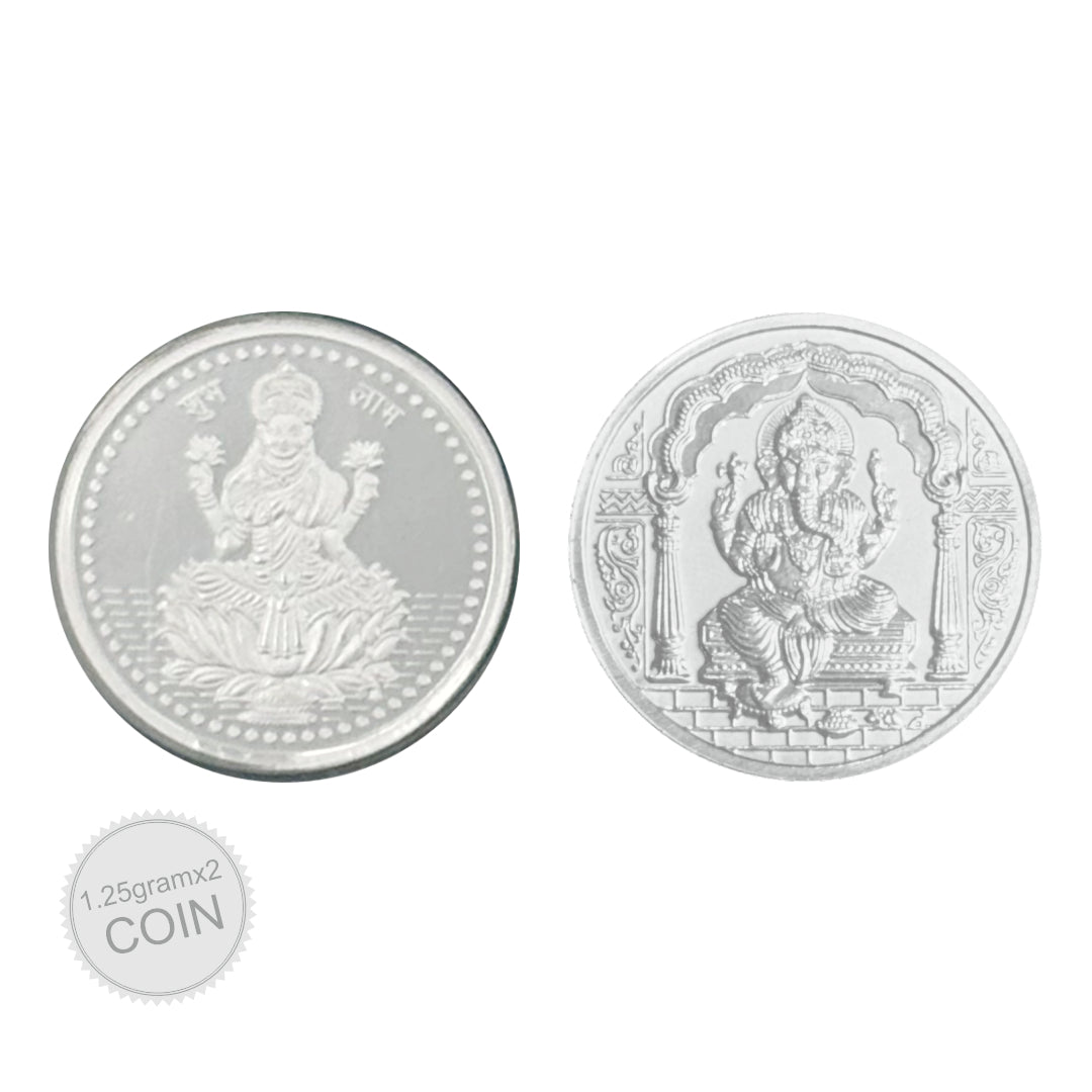 2.5 Gram Silver Coin Set - Laxmi Ganesh Ji
