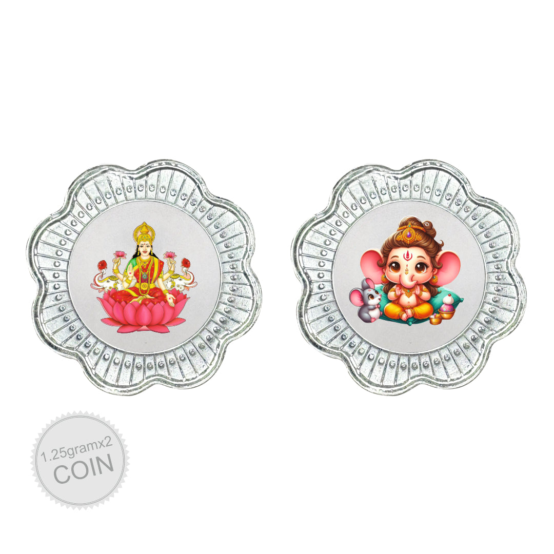2.5 Gram Silver Coin Set - Laxmi Ganesh ji (Printed)