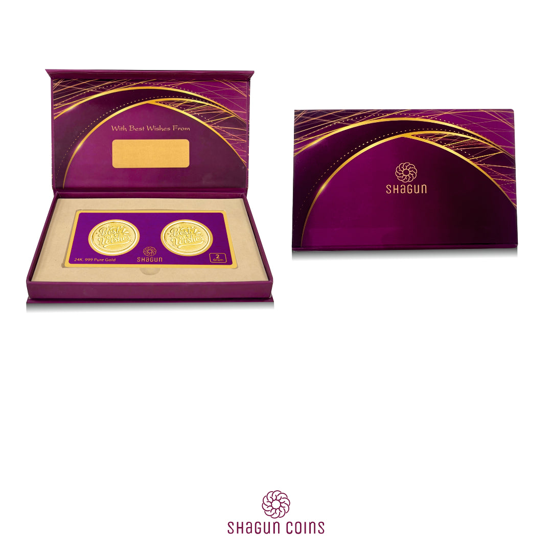 2 Gram Gold Coin Set - Best Wishes