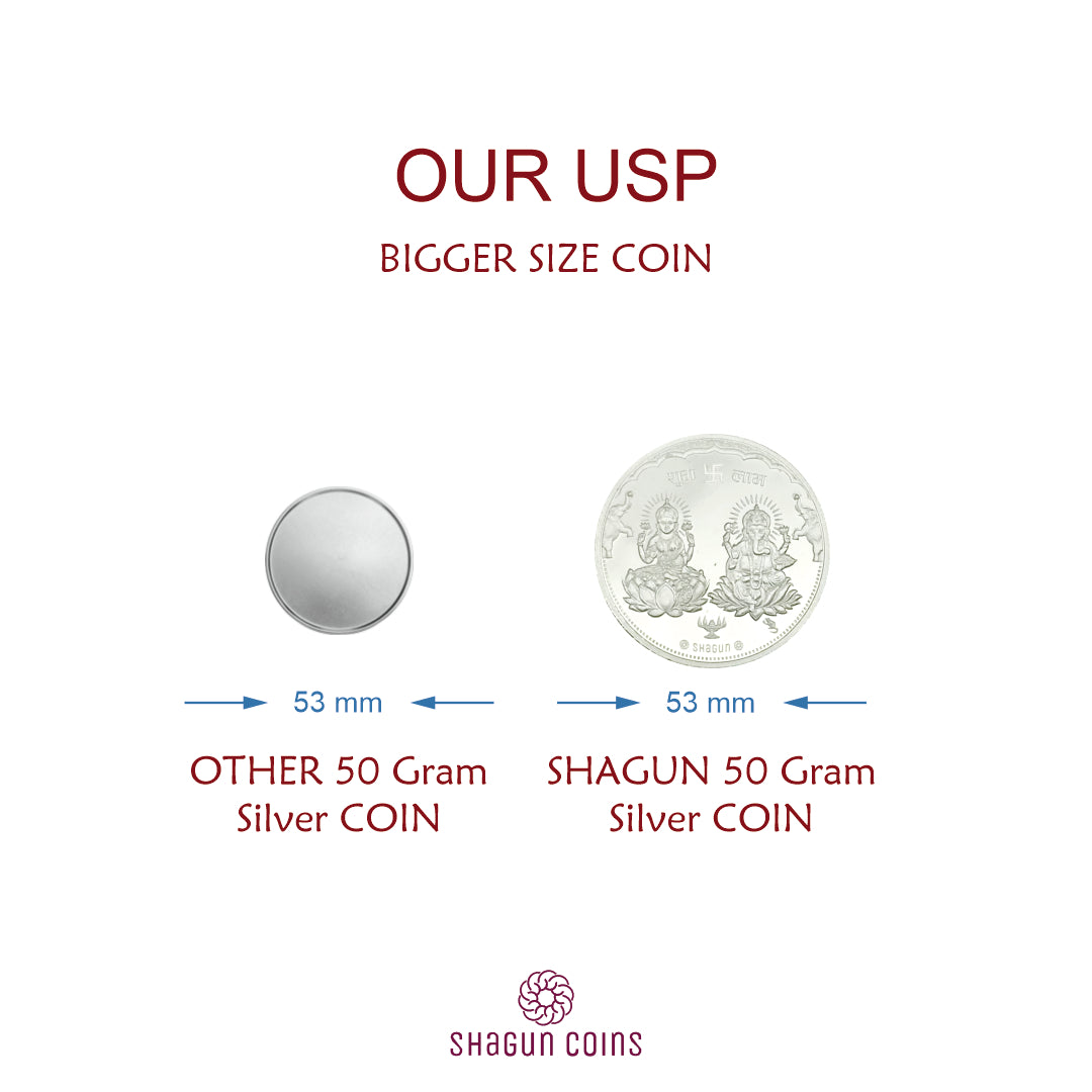 50 Gram Silver Coin - Lakshmi Ganesh Ji
