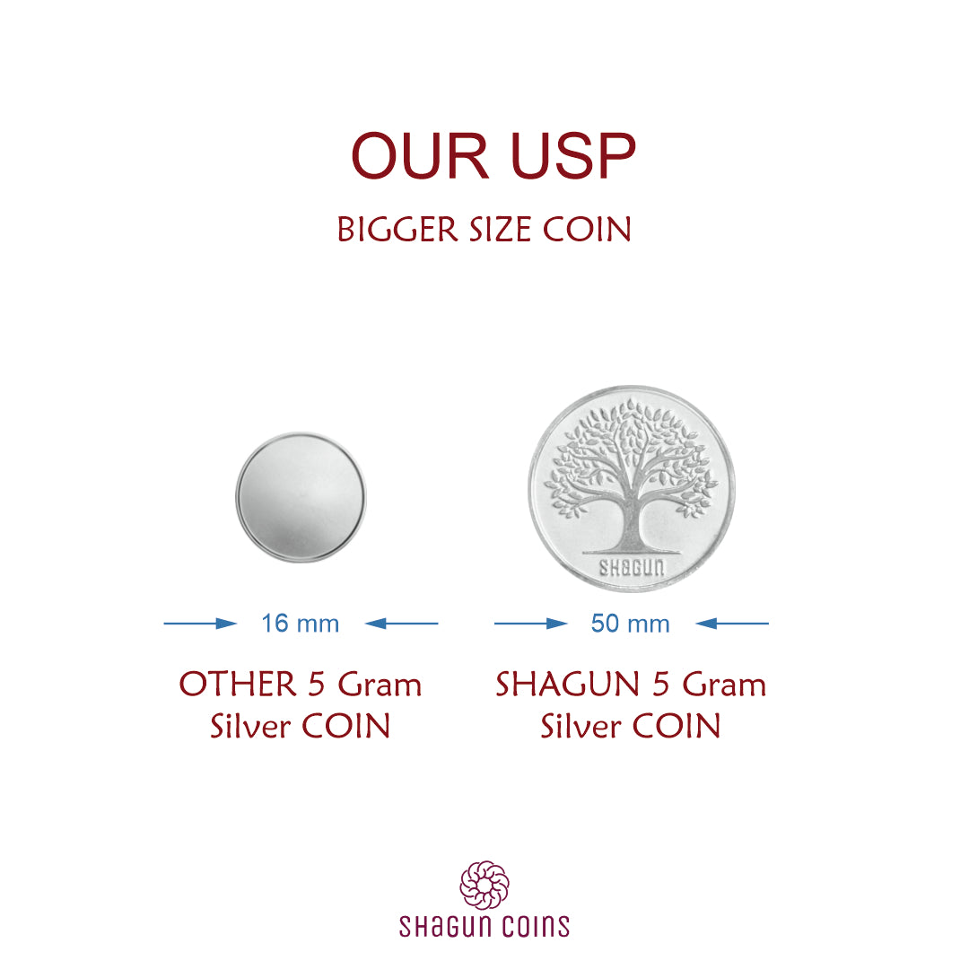 5 Gram Big Size Silver Coin - Lakshmi Ganesh Ji