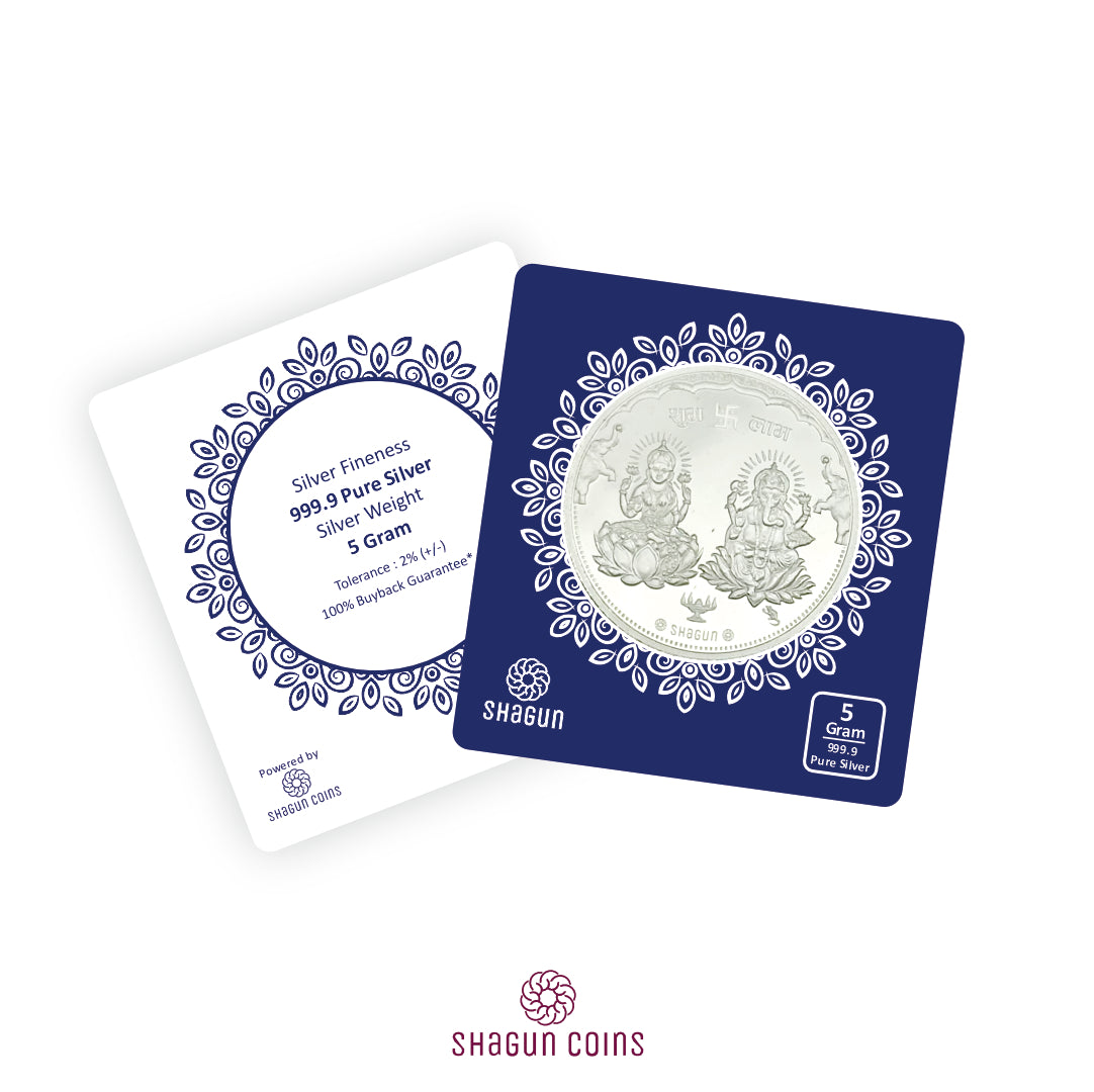 5 Gram Big Size Silver Coin - Lakshmi Ganesh Ji