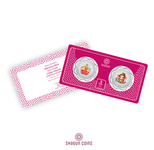 5 Gram Silver Coin Set - Lakshmi Ganesh Ji
