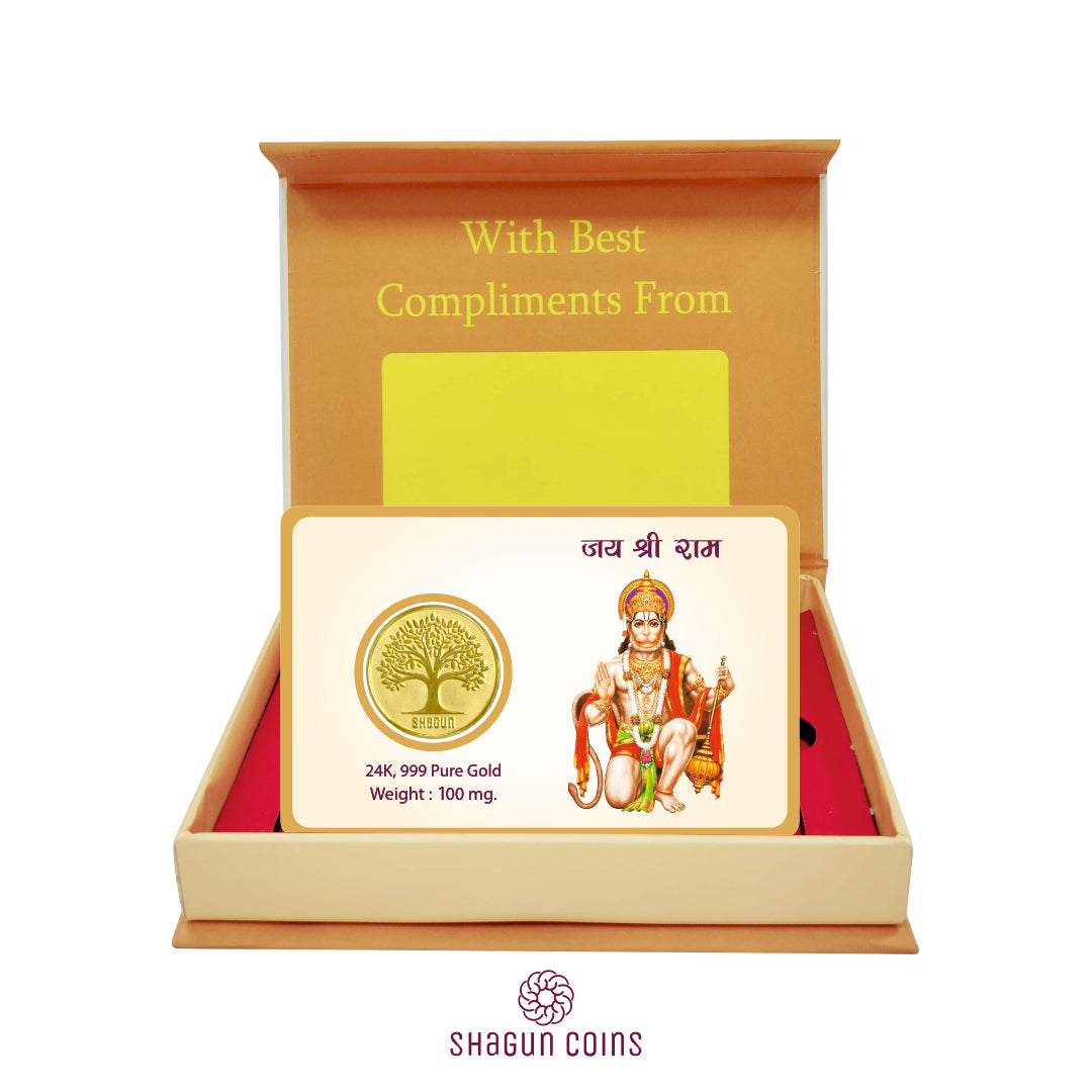 100mg Gold Coin - Hanuman Ji