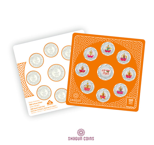100g Silver Coin Set - Asth Laxmi ji