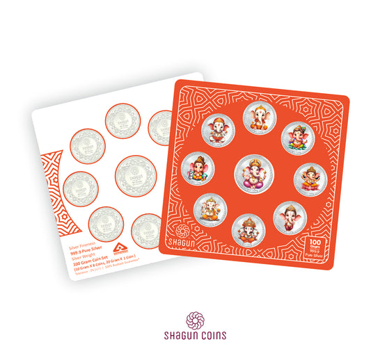 100g Silver Coin Set - Ganesh Ji