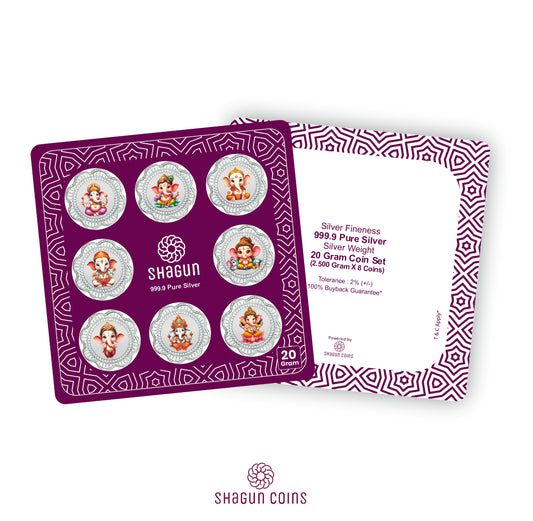 20 Gram Silver Coin Set - Ganesh Ji