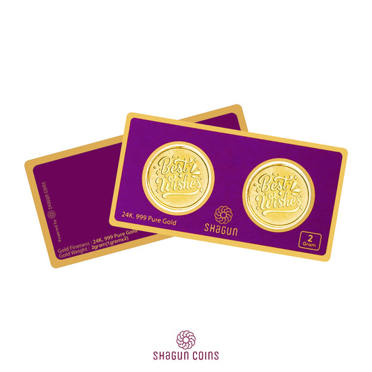 2 Gram Gold Coin Set - Best Wishes