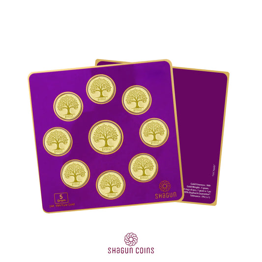 5 Gram Gold coins set - Tree