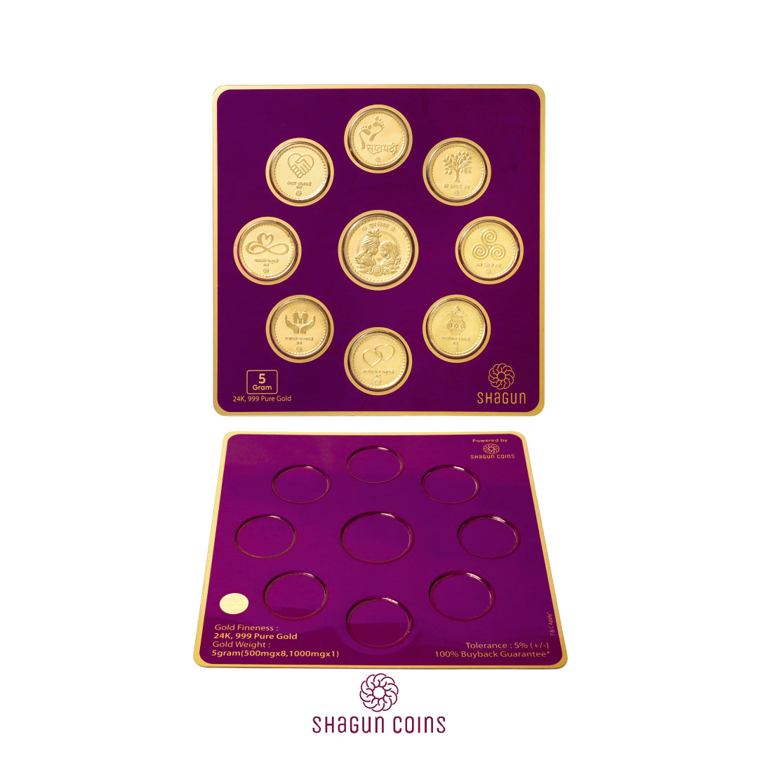 5 Gram Gold coins set - Satpadi