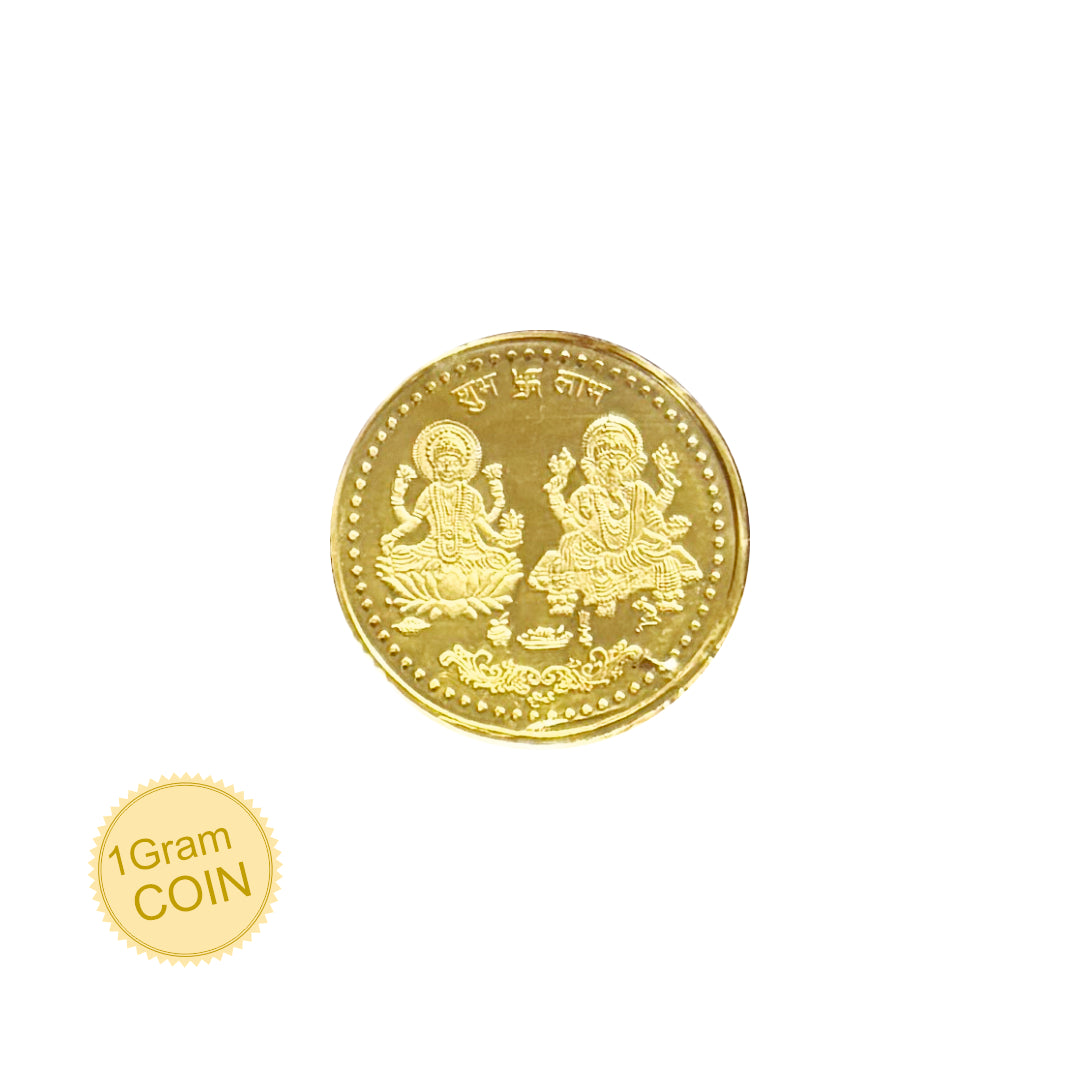 1 Gram Gold Coin - Laxmi Ganesh Ji