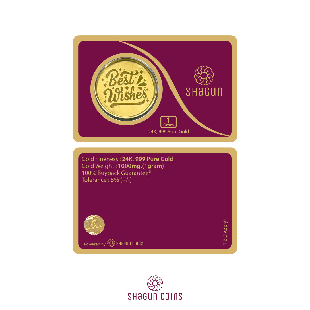 1 Gram Gold Coin - Best Wishes